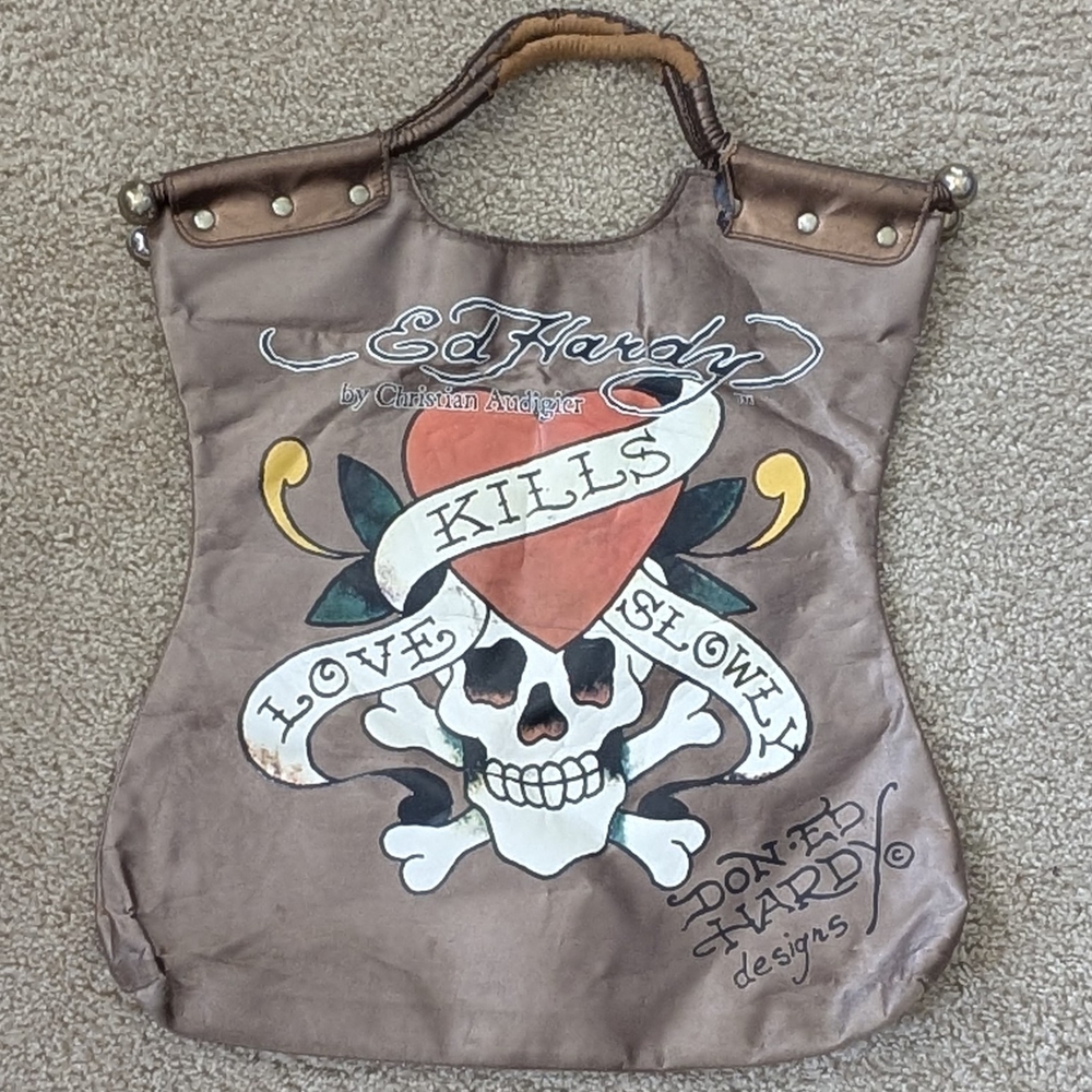Women's Ed Hardy by Christian Audigier Y2K Love Kills Slowly Hand Tote Bag Purse